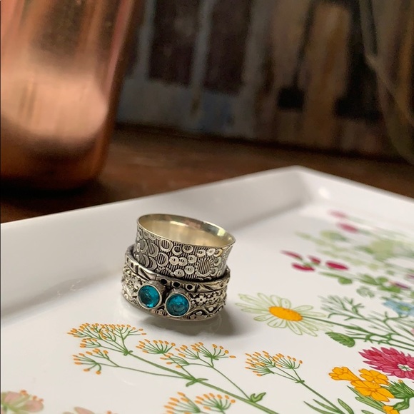 Jewelry - Silver London Blue Topaz Spinner Cigar Band Ring